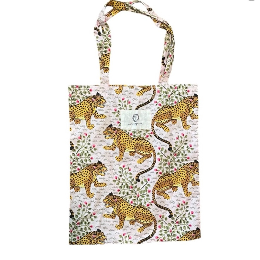 Print Fresh Bagheera Pink Leopard Cheetah Cotton Tote Bag NEW